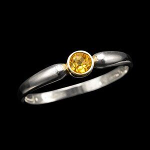 Sterling Silver and Citrine Gemstone Ring Size 8 Signed in Velvet Gift Box